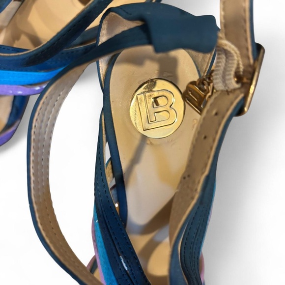 Chic Blue and Pink Strappy Heels - Picture 3 of 5